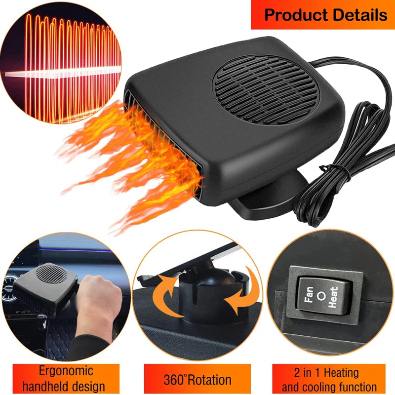 Car Defroster Heater Cooler 200W Portable Vehicle Heating Cooling Fan Windshield Electric Demister Mini Air Conditioner