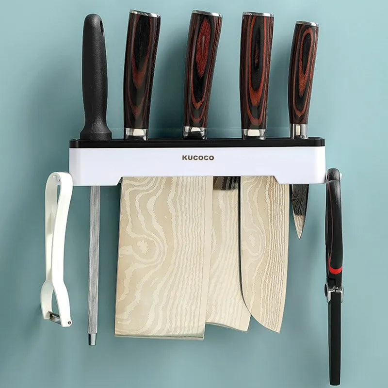Kitchen Knife Holder Wall Mounted Multifunctional Knife Holder Home Cutlery Wall Mounted Storage Rack Kitchen Cutlery Organizer
