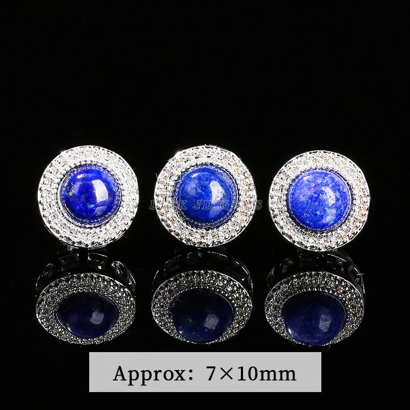 1 Pc Natural Stone Lapis Lazuli Round Cabochon Inlaid Magic Box Bead With Hole Pendant For Jewerly Making Diy Necklace Bracelet