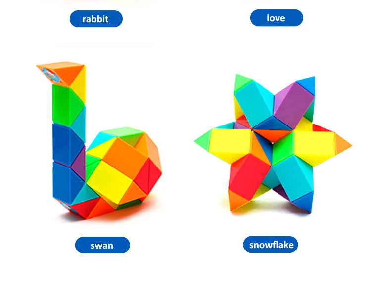 3D Puzzle Fidget Toys Transformable Cube Kid Education Toys Cubo Magico 24-72 Segments Magic Rule Snake Speed Cubes Toys for Kid