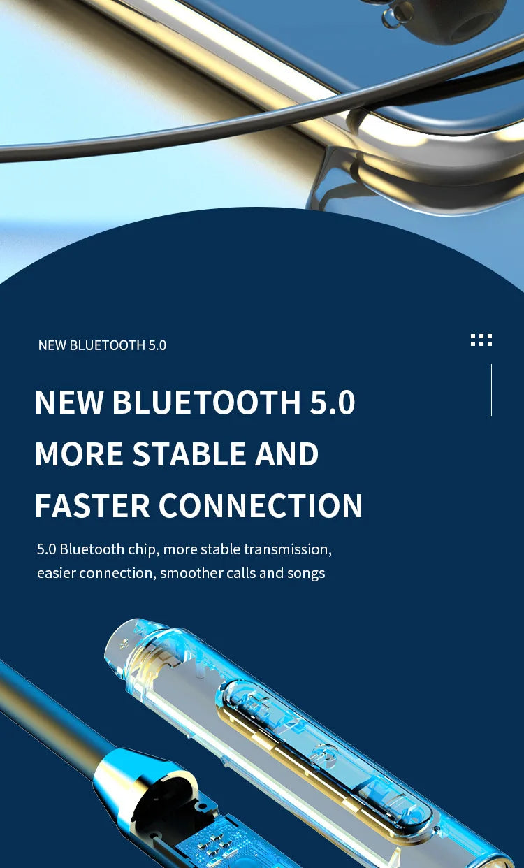Wireless Headphone Fone Bluetooth 5.0 Neckband Earphones In ear Hifi Stereo Sports Headset Halter Waterproof Magnetic Earbuds