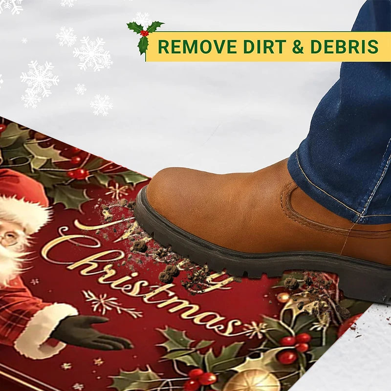 Christmas Carpet Cartoon Gingerbread Man Crystal Velvet Kitchen Floor Mat Non-slip Door Mat Entry Door Mat new year Home Decor