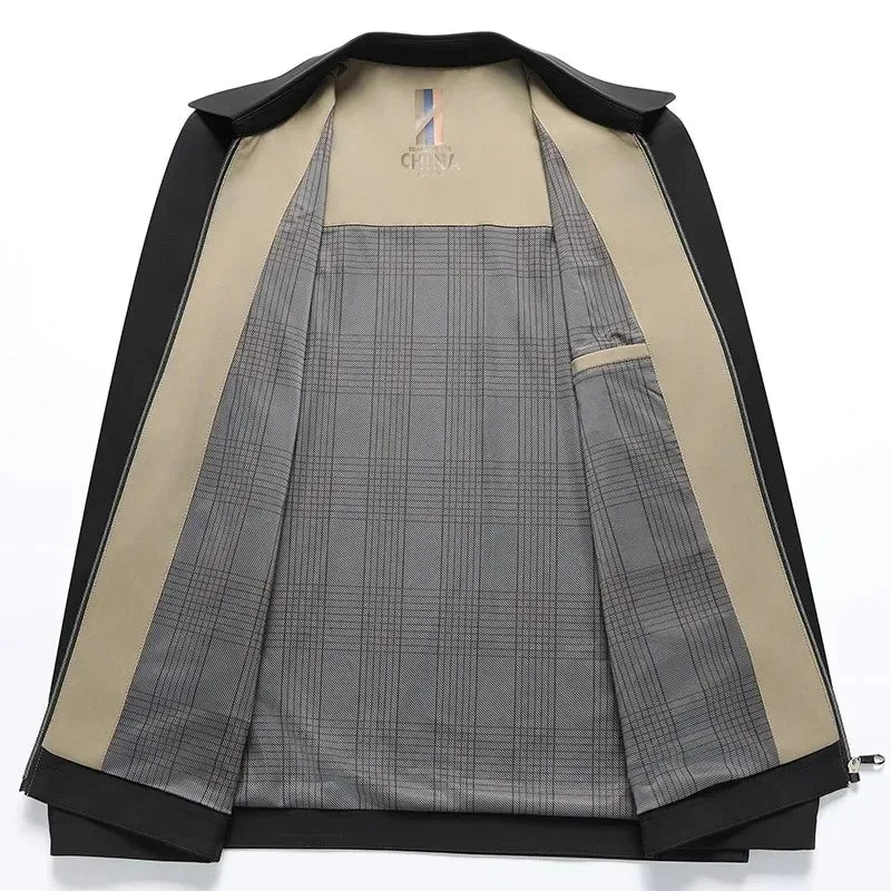 Men's Jacket Coat High Quality Outwear Casual Waterproof Jackets Spring Autumn Solid Color Stand Up Collar Business Casual Top