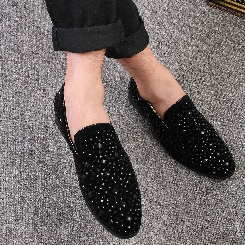 Men's Loafers Shoes Fashionable and Trendy Business Dress Shoes Sequin Design Men's Party Shoes