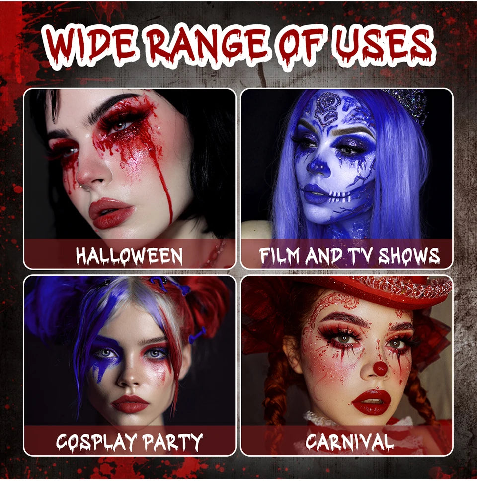Halloween Blood Makeup Realistic Washable Fake Blood for Zombie Monster Clothes Body Paint Halloween Makeup