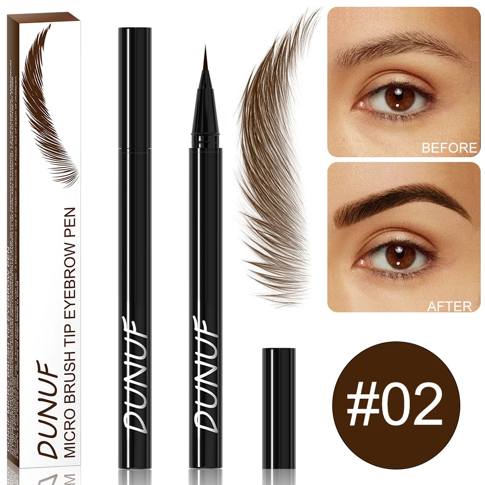 DUNUF 2 Colors Long-lasting liquid Eyebrow pencil Ultra-fine anti-stain, waterproof and perspiration-proof quick drying Eyeliner