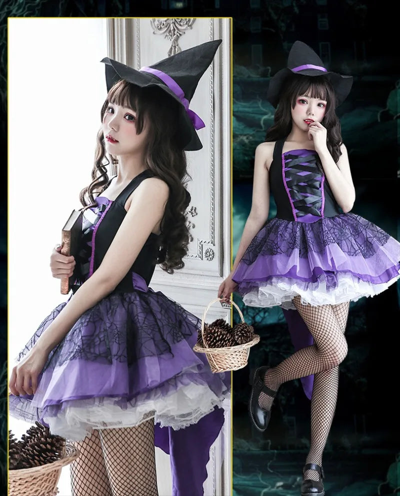 Halloween Costume For Women Witch Cosplay Anime Vampire Makeup Ball Hats Skirts Stockings Adult Witch Costume Adult Cosplay