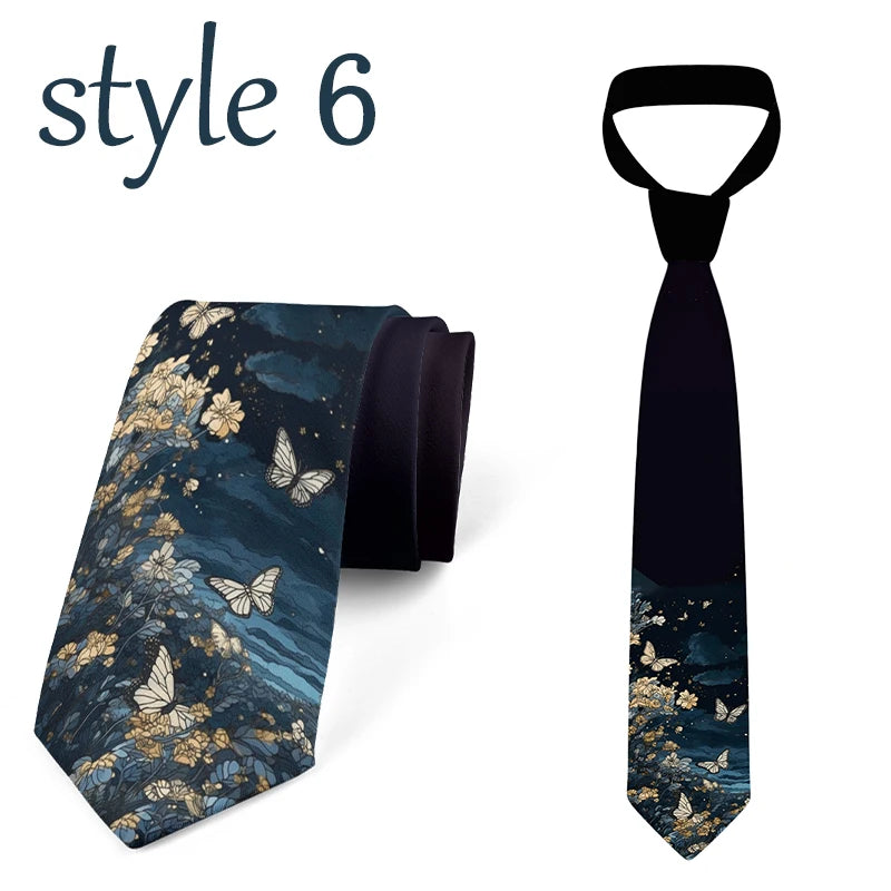 Fashion new cartoon oil painting accessories tie men and women general high-quality popular men's tie suit business wedding