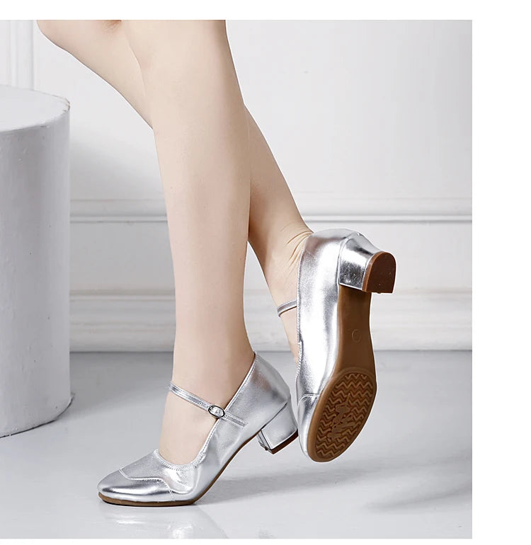 Dance Shoes for Woman Girls Ladies Latin Ballroom Modern Salsa Practise Dancing Shoes Closed Toe Square Dance Soft Rubber Sole