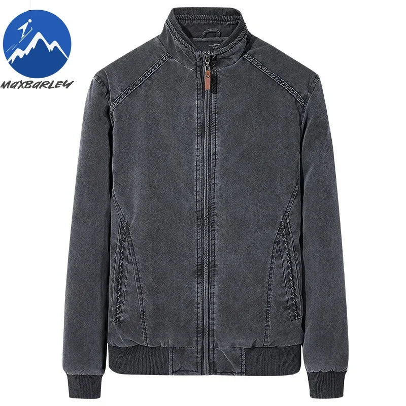 Men Denim Jacket Retro Fashion Cotton Slim Fit Vertical Collar Motorcycle Jackets Autumn 2025 Man Jeans Coats Plus Size Clothes