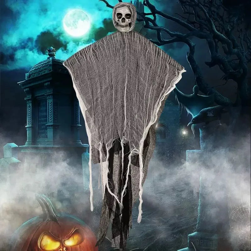 Halloween Decorative Hanging Ghost Skull Skeleton Gauze Haunted Home Party Horror Props Hanger House Yard Party Hanging