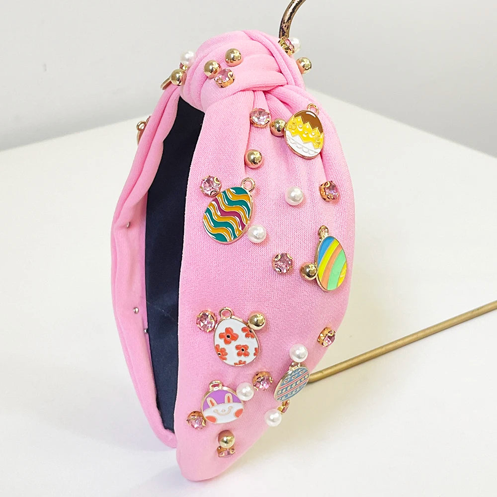 Easter Kids Girls Pink Carrot Egg Rhinestone Knot Hairband Headband Adult Hair Accessories Hair Jewley