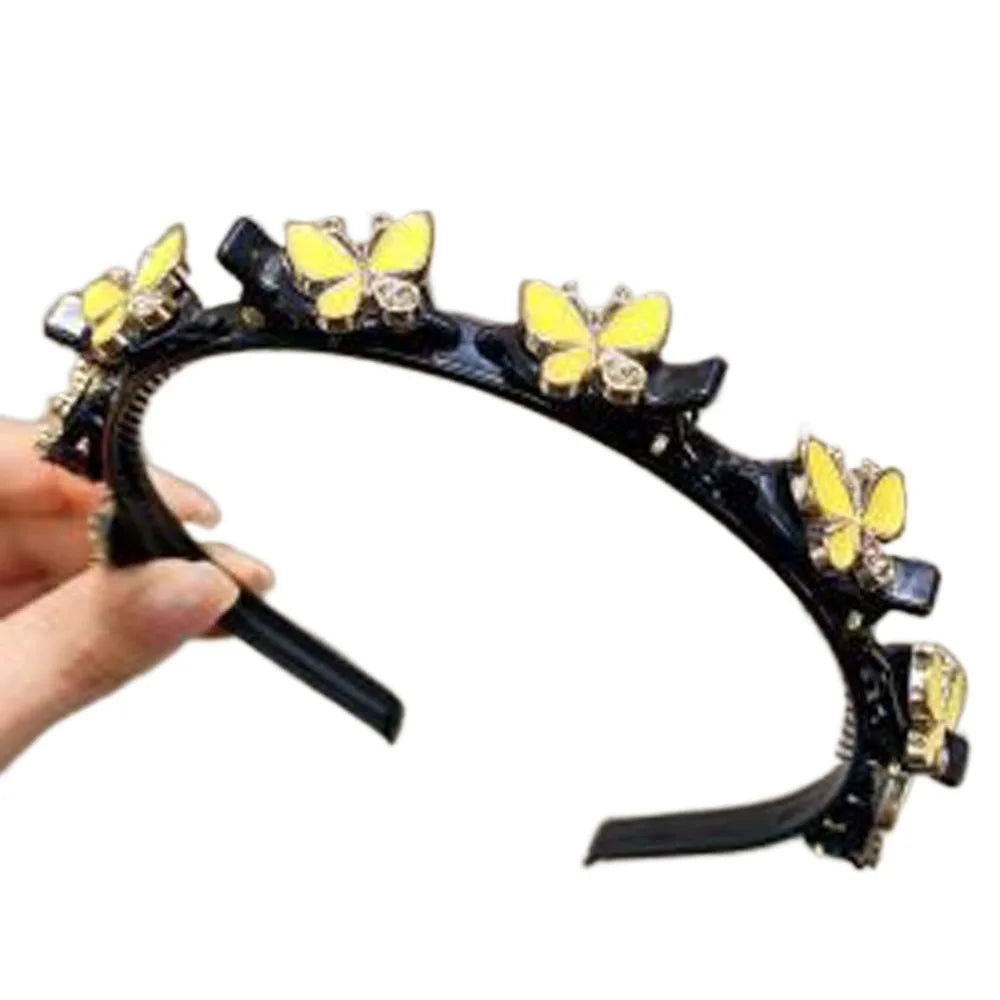 Hair Accessories Elegant Hair Bands with Clips Shiny Sweet Women Butterfly Hair Hoop Hair Weaving Tool Headwear Hairband Gifts
