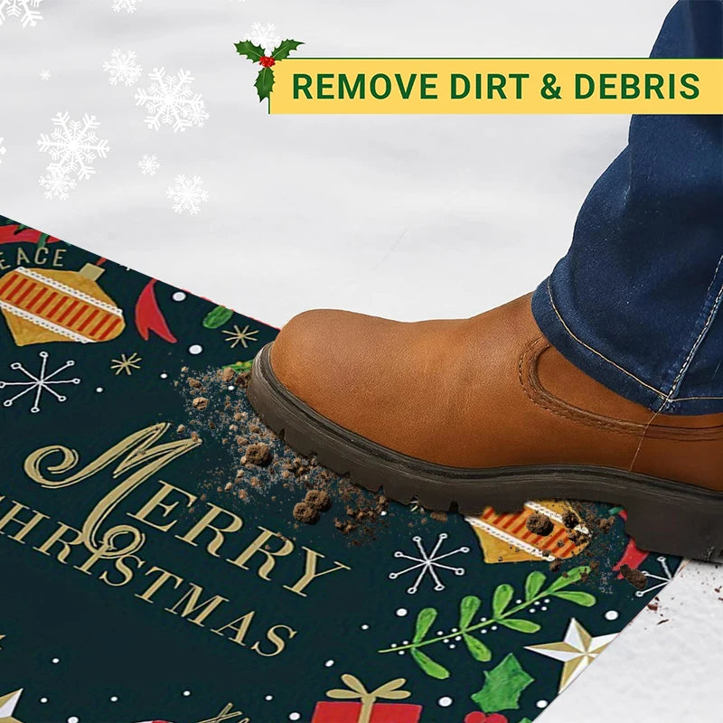 Christmas Carpet Cartoon Gingerbread Man Crystal Velvet Kitchen Floor Mat Non-slip Door Mat Entry Door Mat new year Home Decor