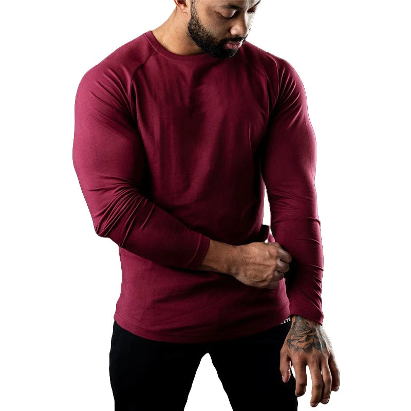 Mens T Shirts Casual Round Neck Long Sleeve Cotton Moisture Wicking Tees Tanks White Black Undershirts Loose Fit Tshirts for Men