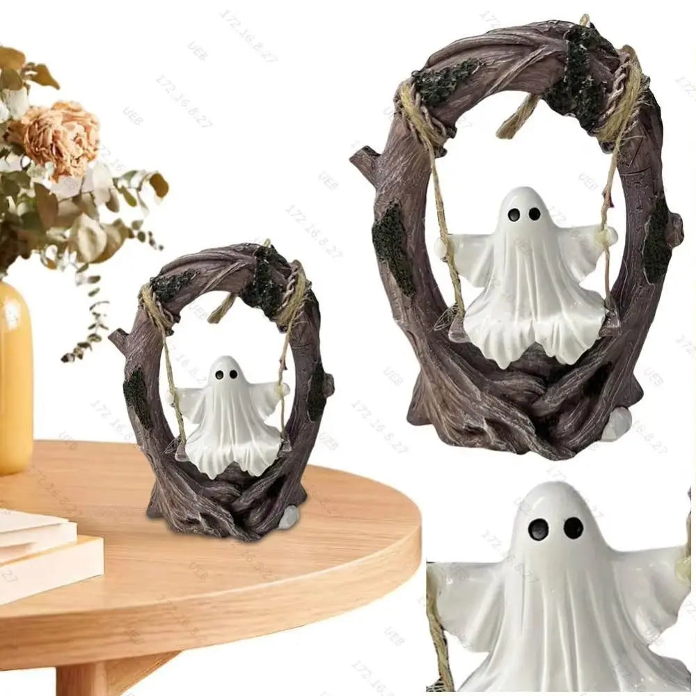Halloween Themed Halloween Swing Ghost Ornament Model Statue Spooky Ghosts Decor Display Handicraft Ghost Halloween Decoration