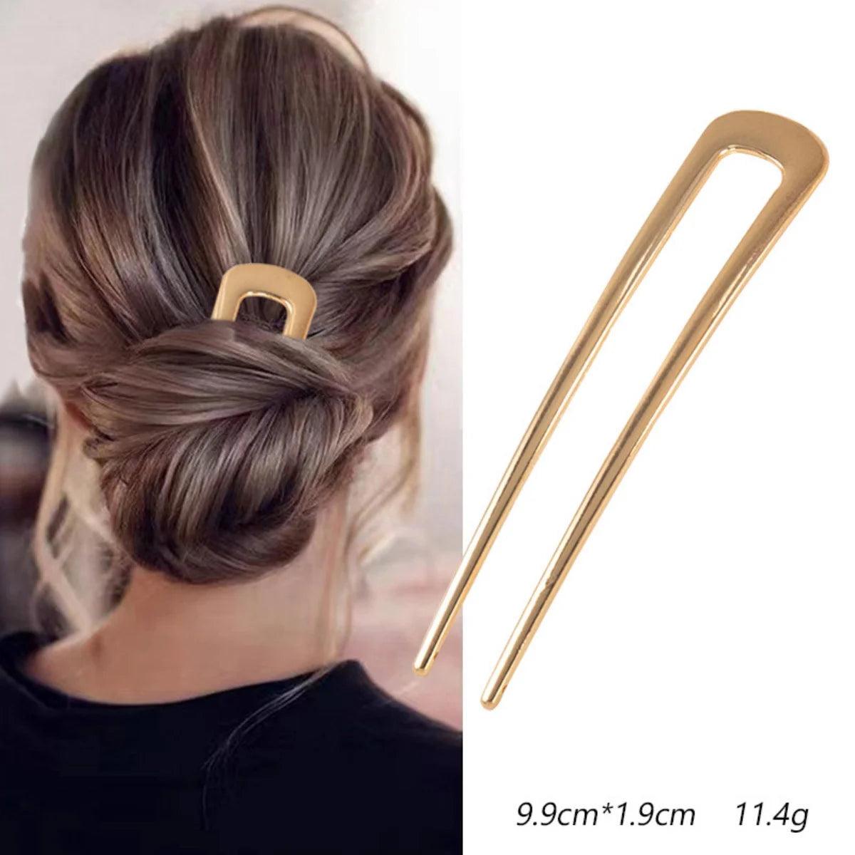 Fashion Hair Accessories Metal U Shape Hair Stick For Women Silver Gold Color Elegant Shell Enamel Hairpin Female Headwear Gifts