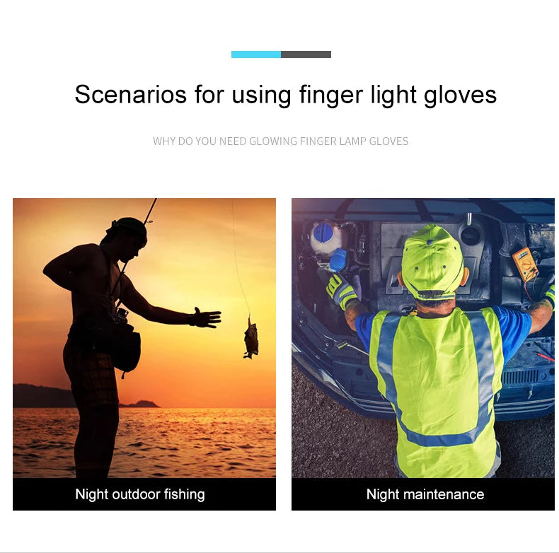 Rechargeable Led Flashlight Glove Gift for Dad Boyfriend Husband Lights Car Guy Cool Gadgets Tools for Fishing Camping Repair