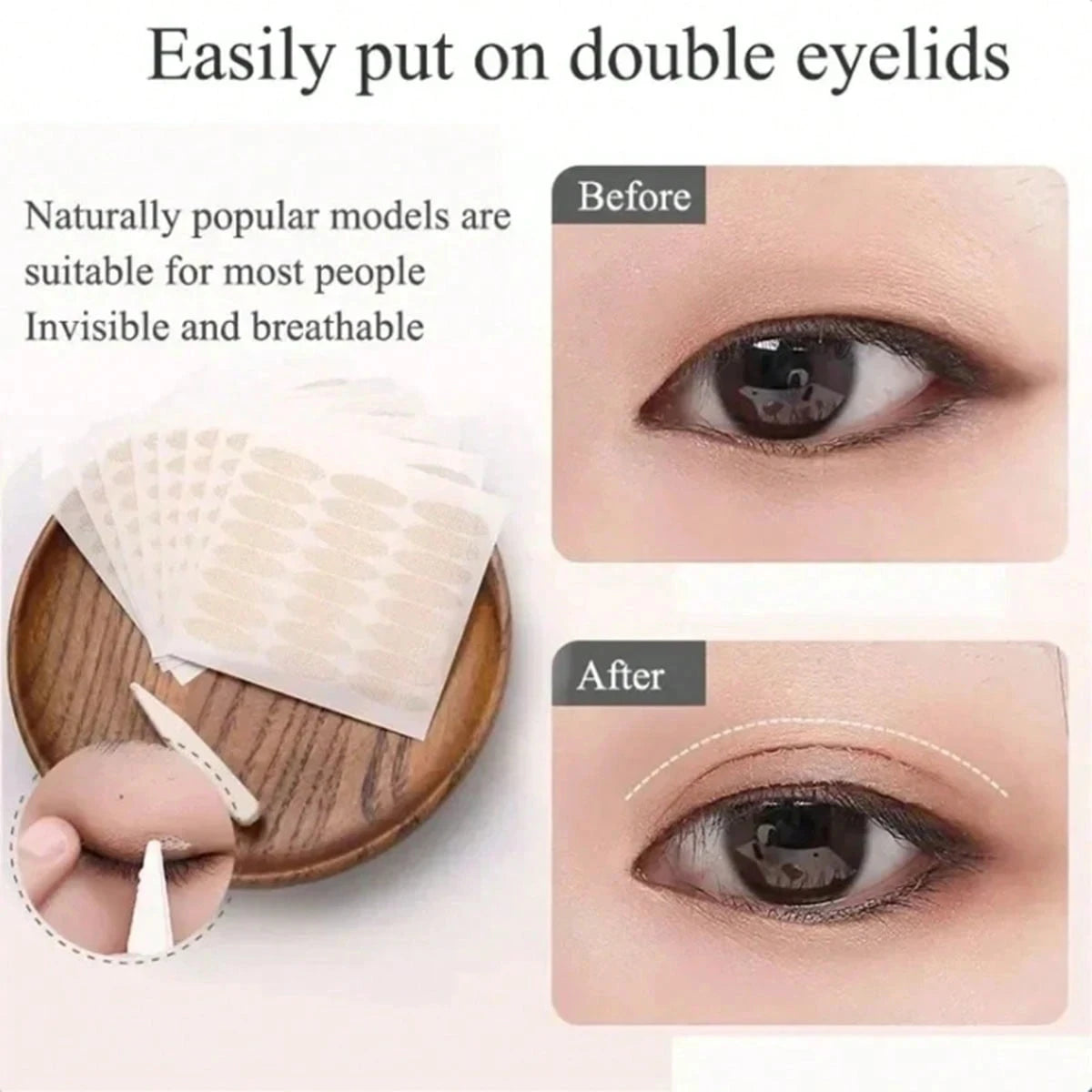 240Pcs Invisible Double Fold Eyelid Tape Sticker Lace Nature Clear Beige Stripe Self-adhesive Natural Eye Makeup With Tools