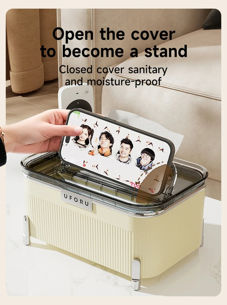 Uforu Desktop Multifunctional Storage Box |   Holds Remote Controls & Small Electronics |   Organizer for Home & Office