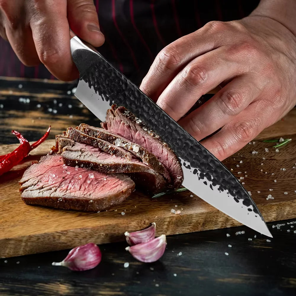 Kitchen Knife Set 1-6PCS Hand-forged high-carbon Steel Sharp Premium Japanese Knife Including Chef,Cleaver,Utility&Santoku Knife