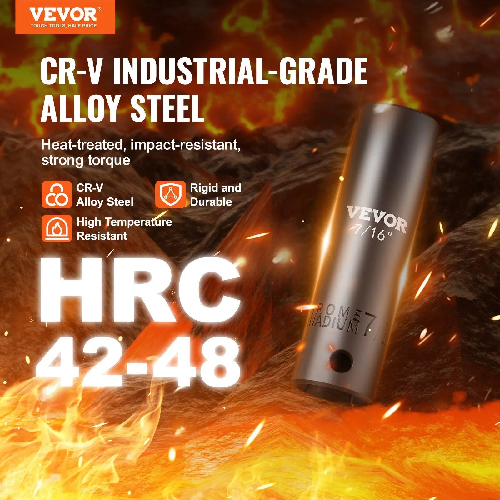 Impact Sockets Set 11pcs 6-Point 3/8in Drive Bit Ratchet Tool Kit Case