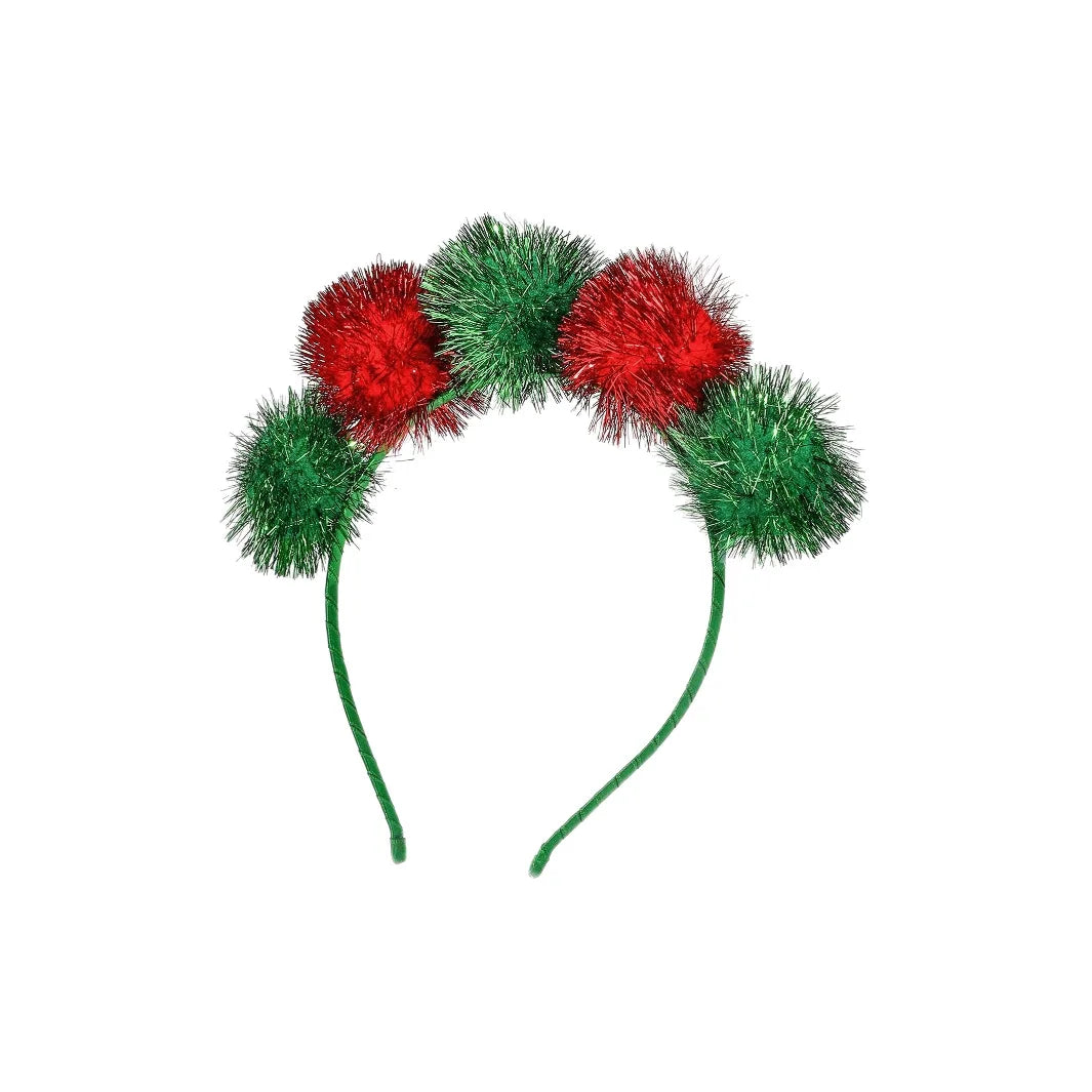 Christmas Red Green Hair Ball Holiday Party Headwear Hair Accessories Headband New Year Party Holiday Festival
