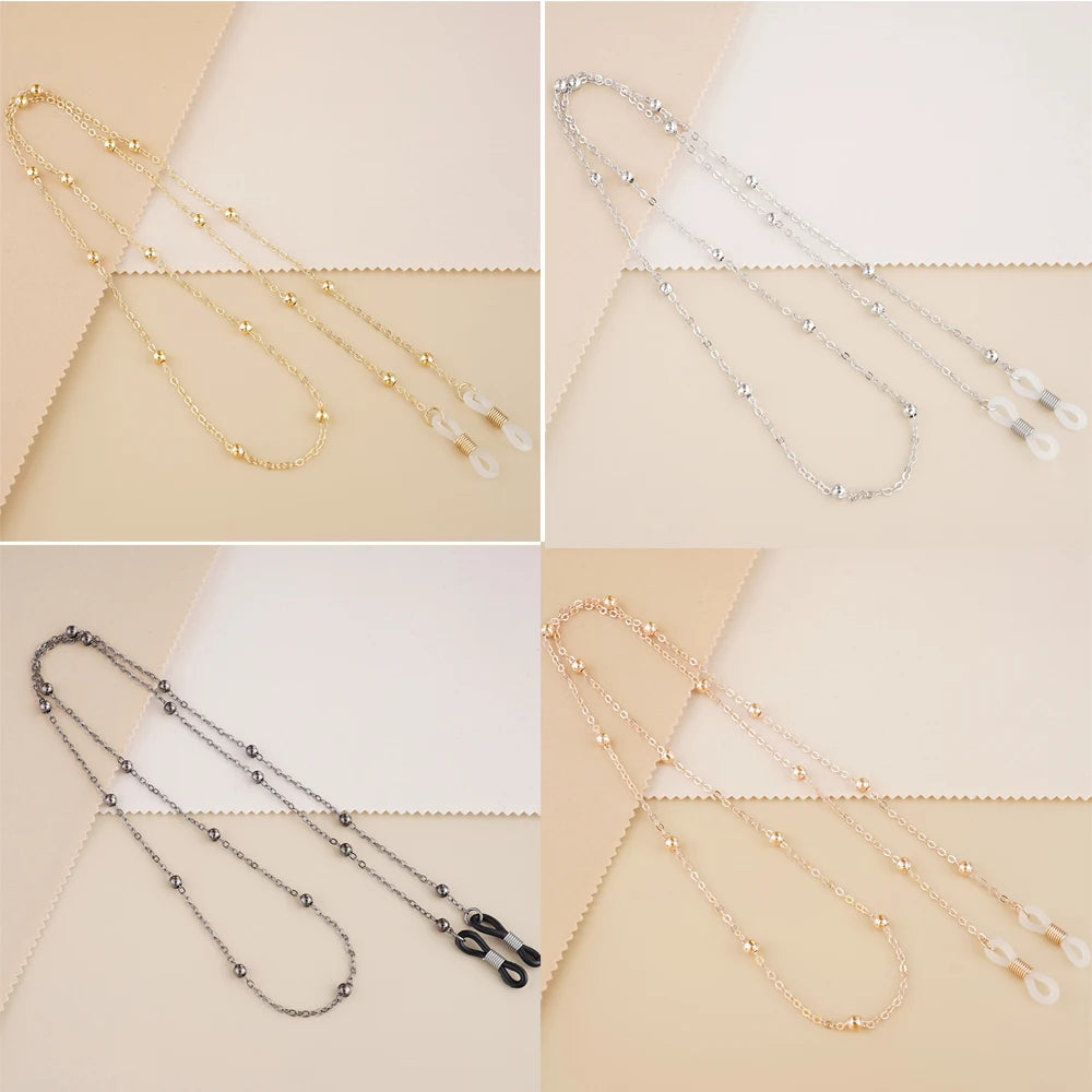 Fashion Metal Men women Eyeglass Chains Sunglasses Reading Beaded Glasses Chain Eyewears Cord Strap Rope female glasses chain