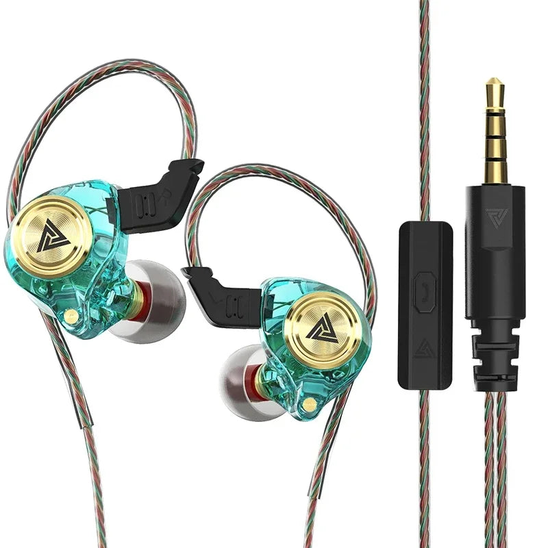 QKZ AK3 FiLe Wired Earphone with Microphone HiFi Music Monitor Bass Headphones Noise Cancelling Headset For Sport Gaming Earbuds