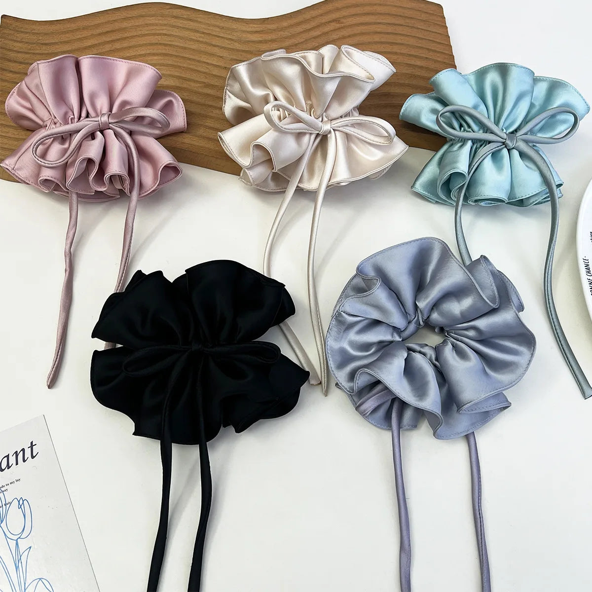 Bow Ribbon Hairbands Long Elastic Sweet Scrunchies Flowers Hair Tied Bands Head Rope Women Korean Girl Ponytail Hair Accessories