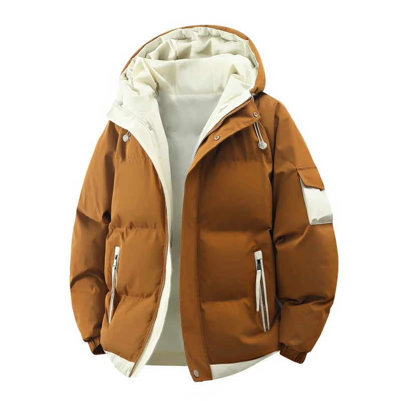 male Outerwear hooded jacket Men's winter loose jacket Cotton coat man fashion  parkas Men windproof thick warm Down Jacket