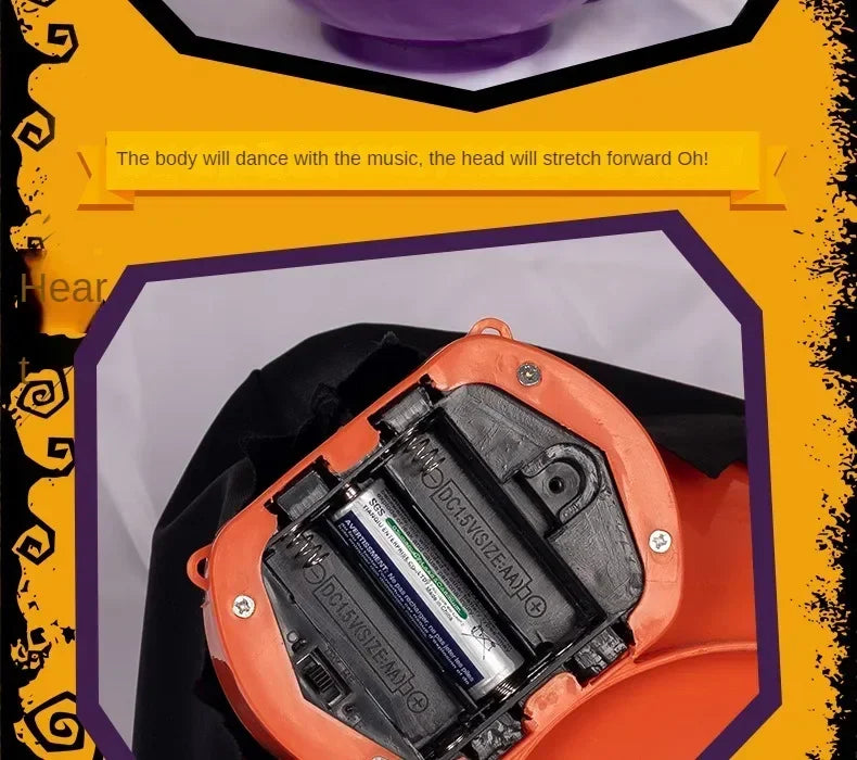 Halloween Electric Ghost Prop Animated Motion Sensor Light Up Sound Head Stretch Swing Party Decoration Haunted House Decor