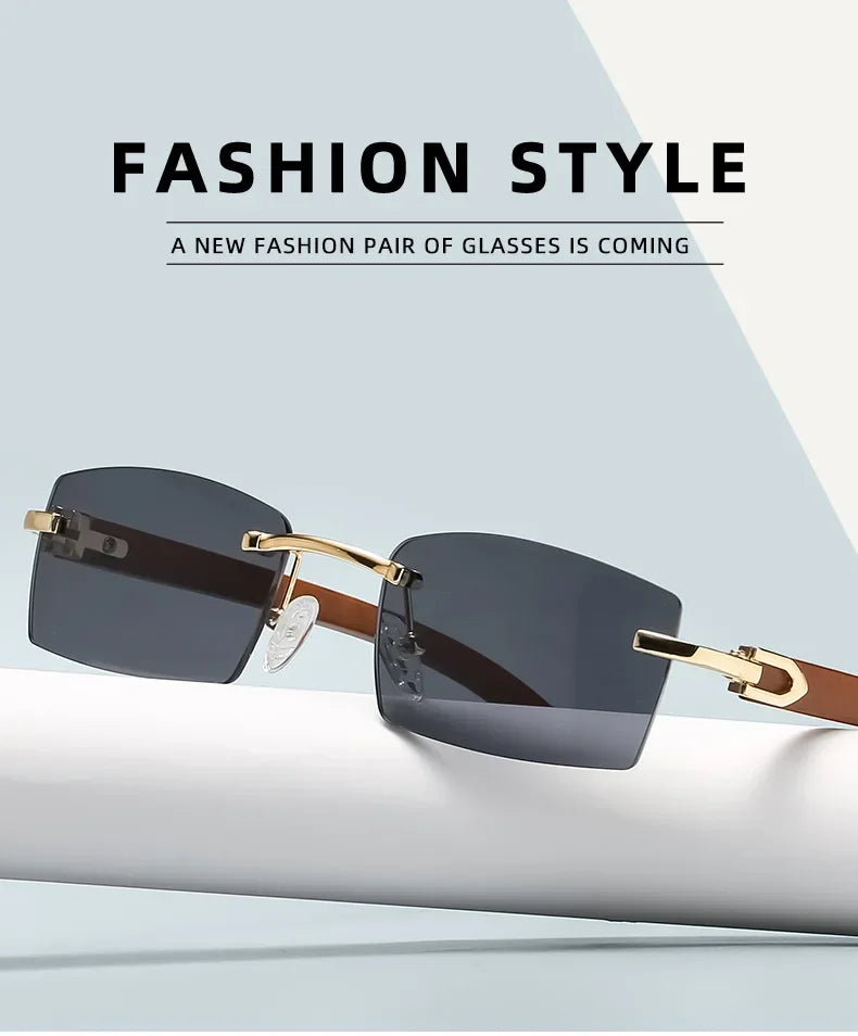 Sunglasses Men Women Sun Glasses Wood Frames Rimless Black Eyeglasses Fashion Eyewear Gafas De Sol