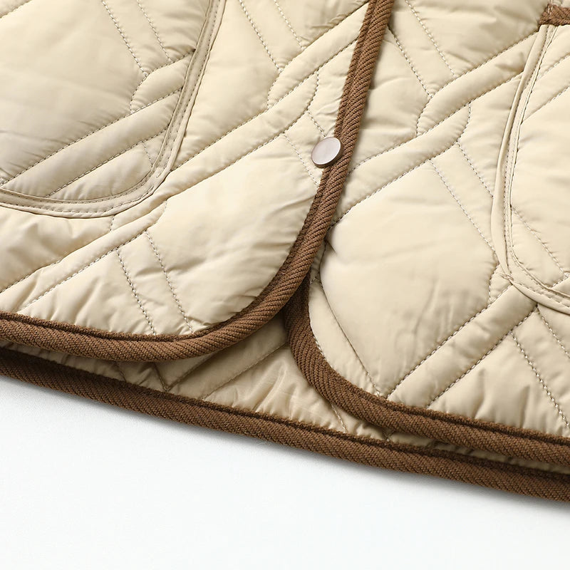 Women's Down Cotton Jacket Fashion Versatile Lady PU Leather Cotton Padded Outerwear Loose Elegant Ladies Winter Parka Coat