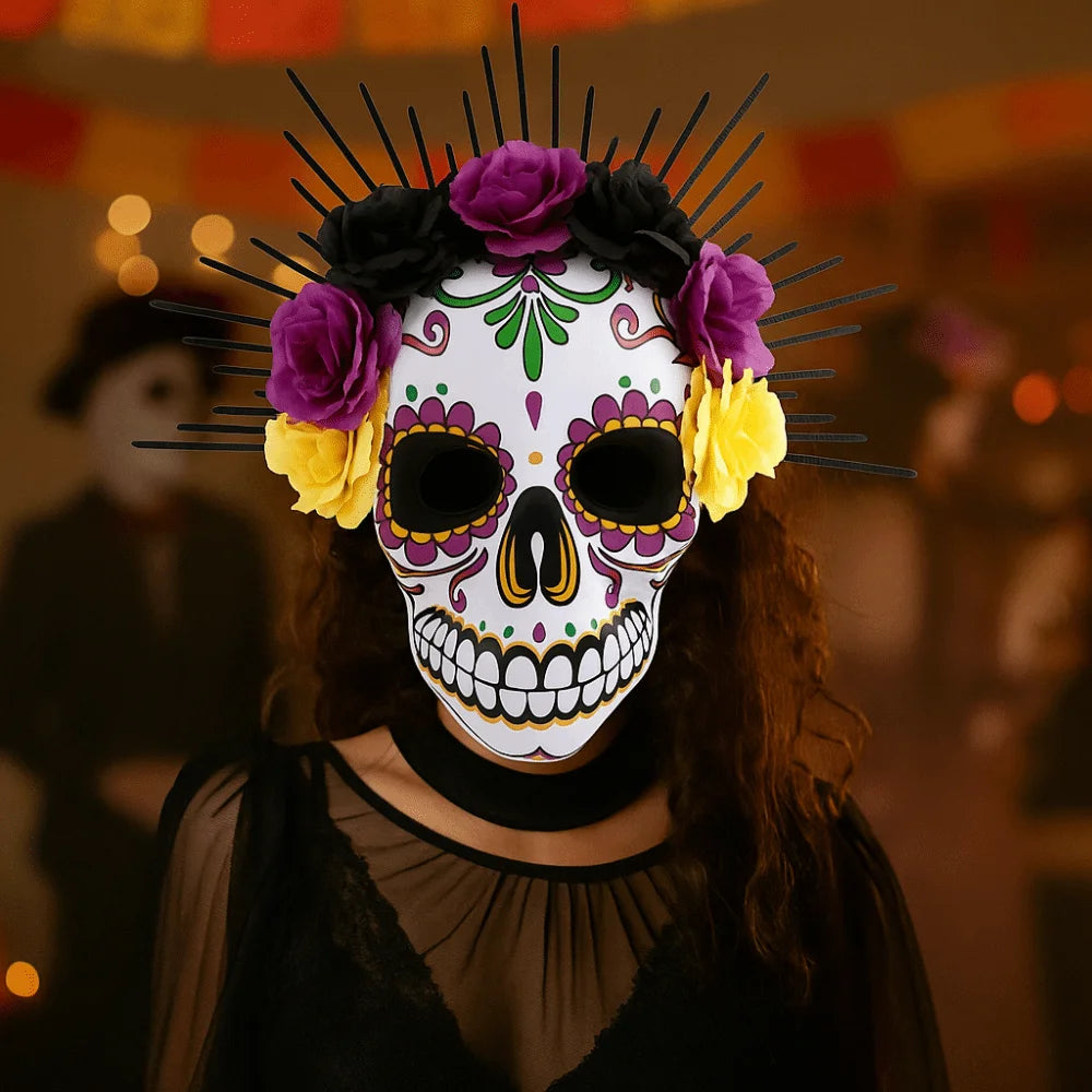 Halloween Mexican Day of The Dead Mask Full Mask Eye Mask Halloween Party Mask Headwear Three-dimensional Skull Mask Cosplay