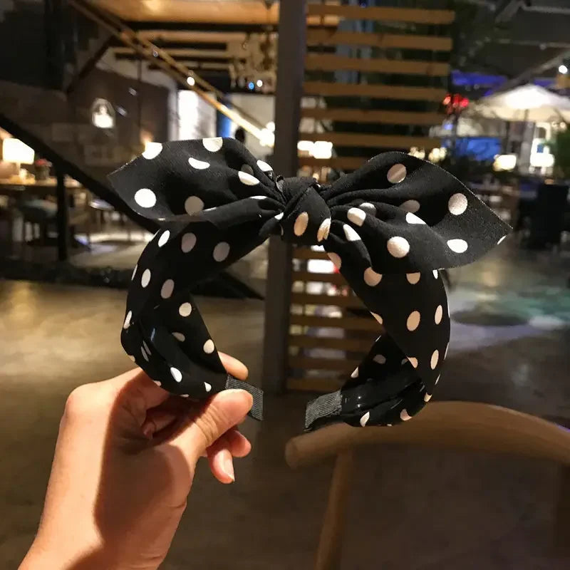Hair Accessories Women's Headband Bow Knot Sweet Korean Style Polka Dot Hairband Cute Hair Hoop Headwear Headdress Girl Gifts