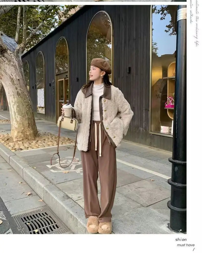 Women's Winter Jacket Little Fragrant Lamb Wool Coat Female Short Winter New Loose Thickened Mao Mao Top Cotton-padded Jacket