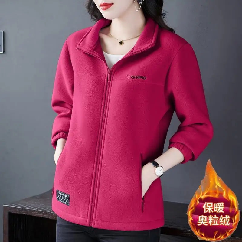Fleece Jacket Women Can Be Worn In Autumn and Winter Thickened Double-sided Fleece Polar Fleece Jacket