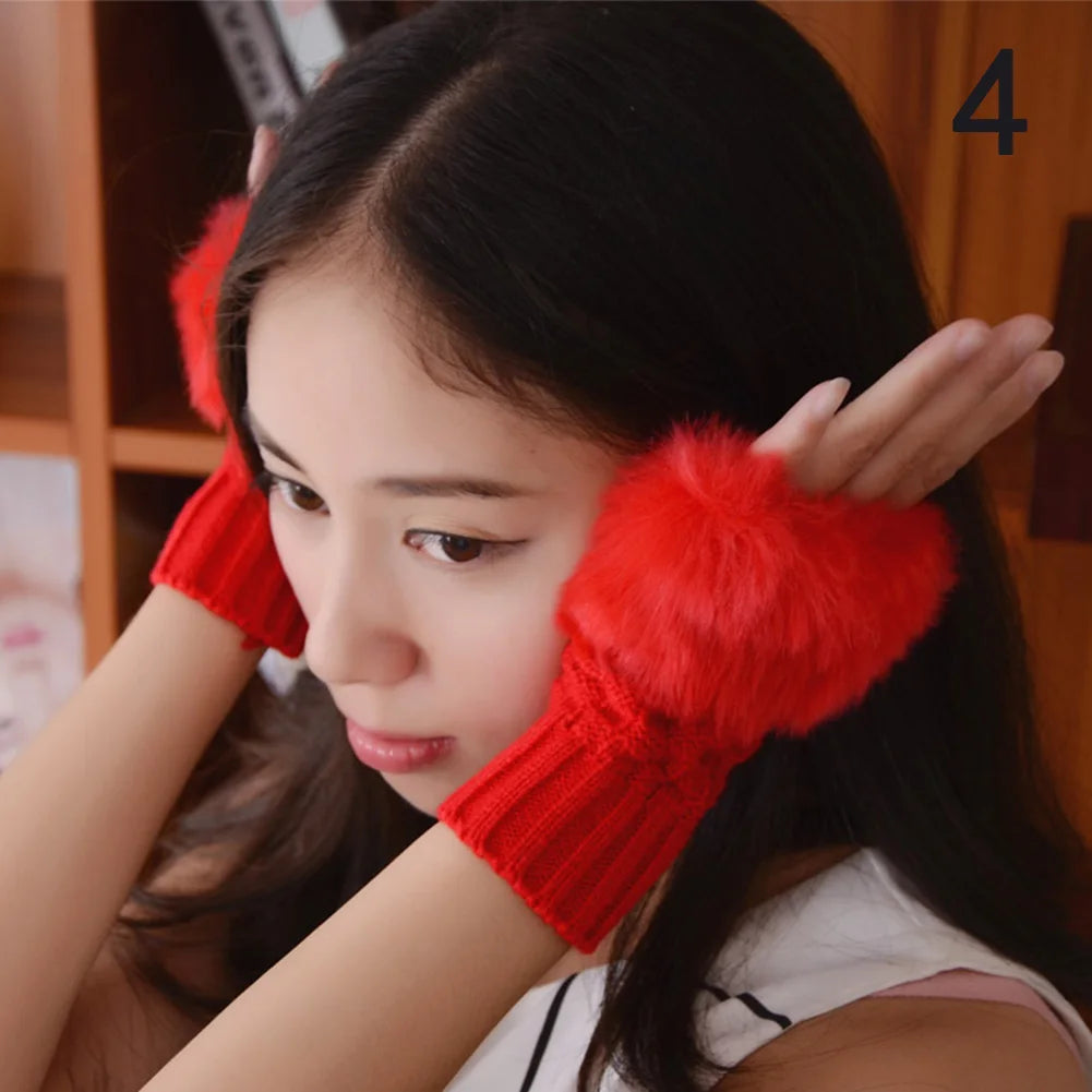 1 Pair Winter Warm Women Arm Warmer Faux Fur Soft Elastic Wrist Slap On Cuffs Arm Warmer Plush Thicken Accessories Gray White