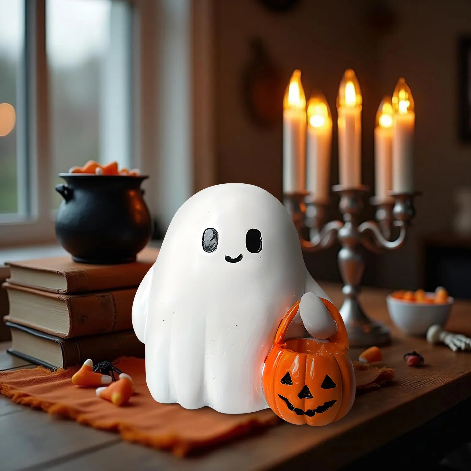 Halloween Resin Ghost Pumpkin Ornament Cute Desktop Decor Creative Home Craft