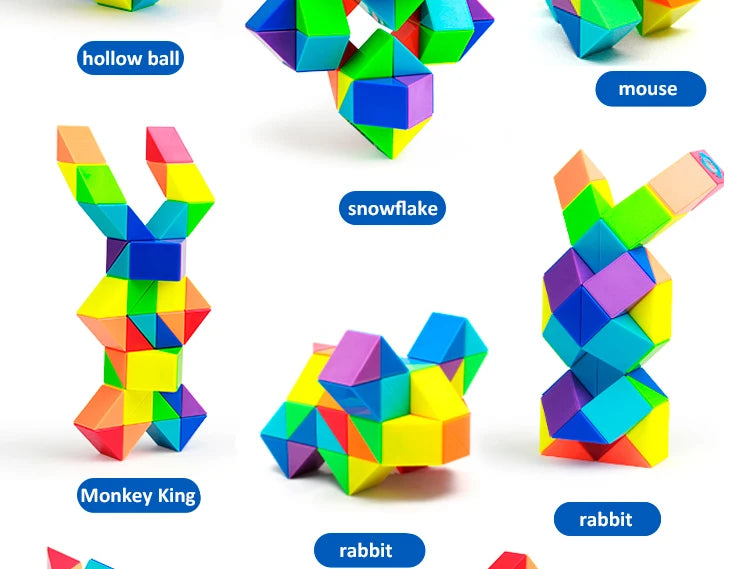3D Puzzle Fidget Toys Transformable Cube Kid Education Toys Cubo Magico 24-72 Segments Magic Rule Snake Speed Cubes Toys for Kid