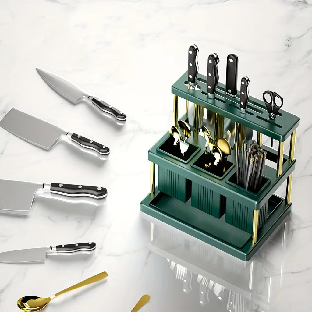 Kitchen Knife Holder Storage Rack, Chopsticks Tube Knife Holder Integrated Storage Box, Restaurant Kitchen Knife Holder