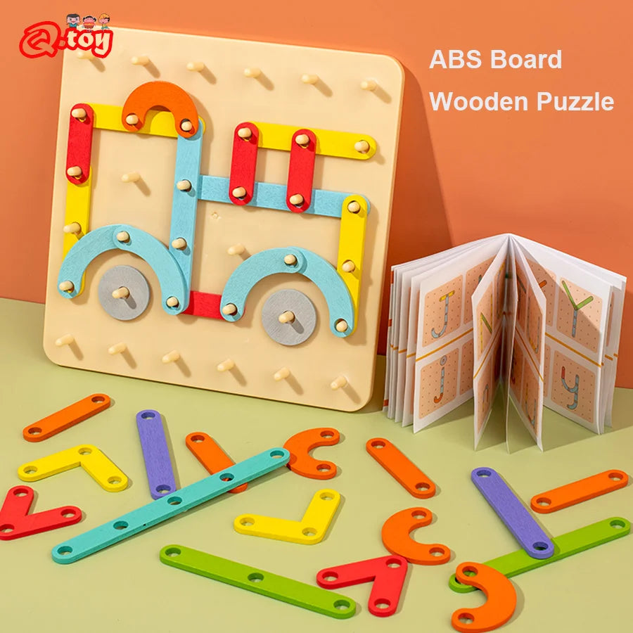 Kid Educational Toys Wooden Peg Puzzle Board for Children Geometric Shape Cognition Brain Games Imagination Development Toys
