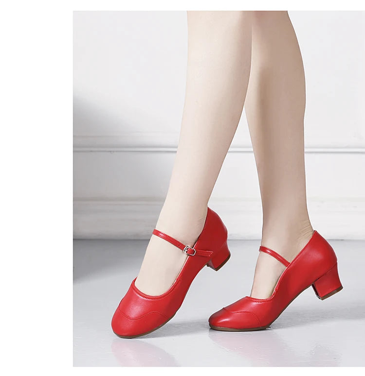 Dance Shoes for Woman Girls Ladies Latin Ballroom Modern Salsa Practise Dancing Shoes Closed Toe Square Dance Soft Rubber Sole