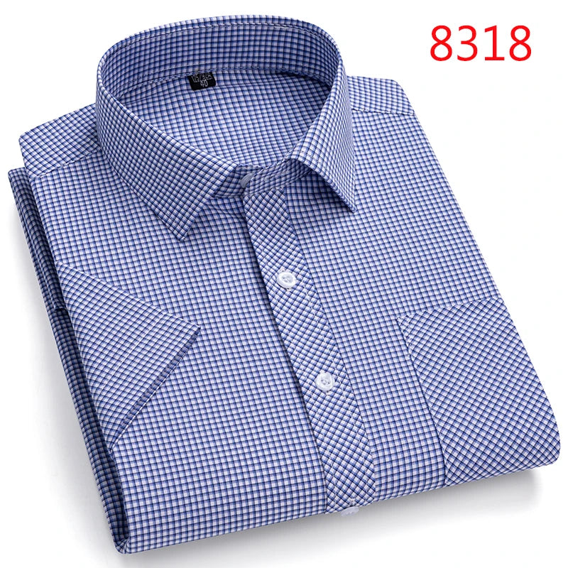 New Casual Shirts For Men Cotton Plaid Short Sleeve Elegant Business Dress Smart Summer Men Clothes England Fashion Top Shirts
