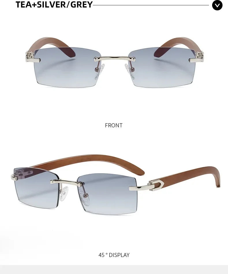 Sunglasses Men Women Sun Glasses Wood Frames Rimless Black Eyeglasses Fashion Eyewear Gafas De Sol