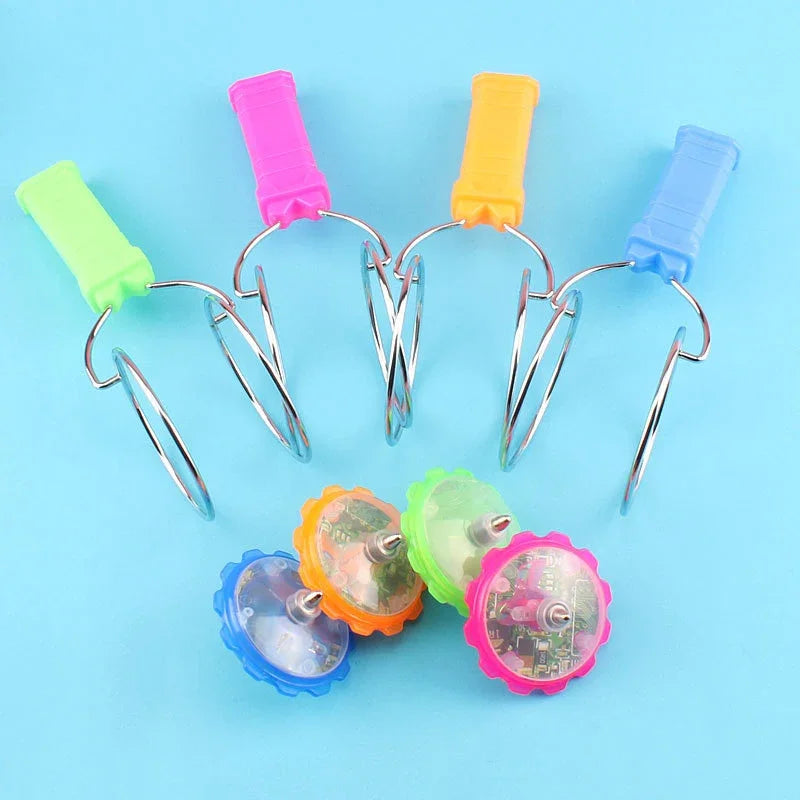Kid Led Magic Magnetic Orbit Spinning Top Toy Creative Hand Cranked Color Luminous Spinning Toys For Boys Girls Children Gifts