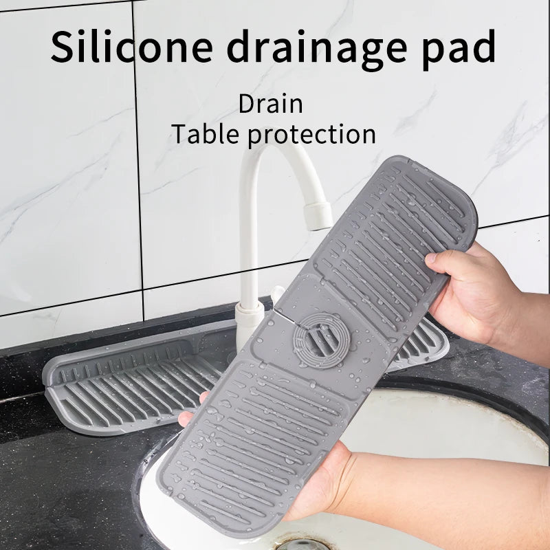 Kitchen Silicone Faucet Mat Faucet Water Catcher Mat Sink Splash Pad Countertop Protector Bathroom