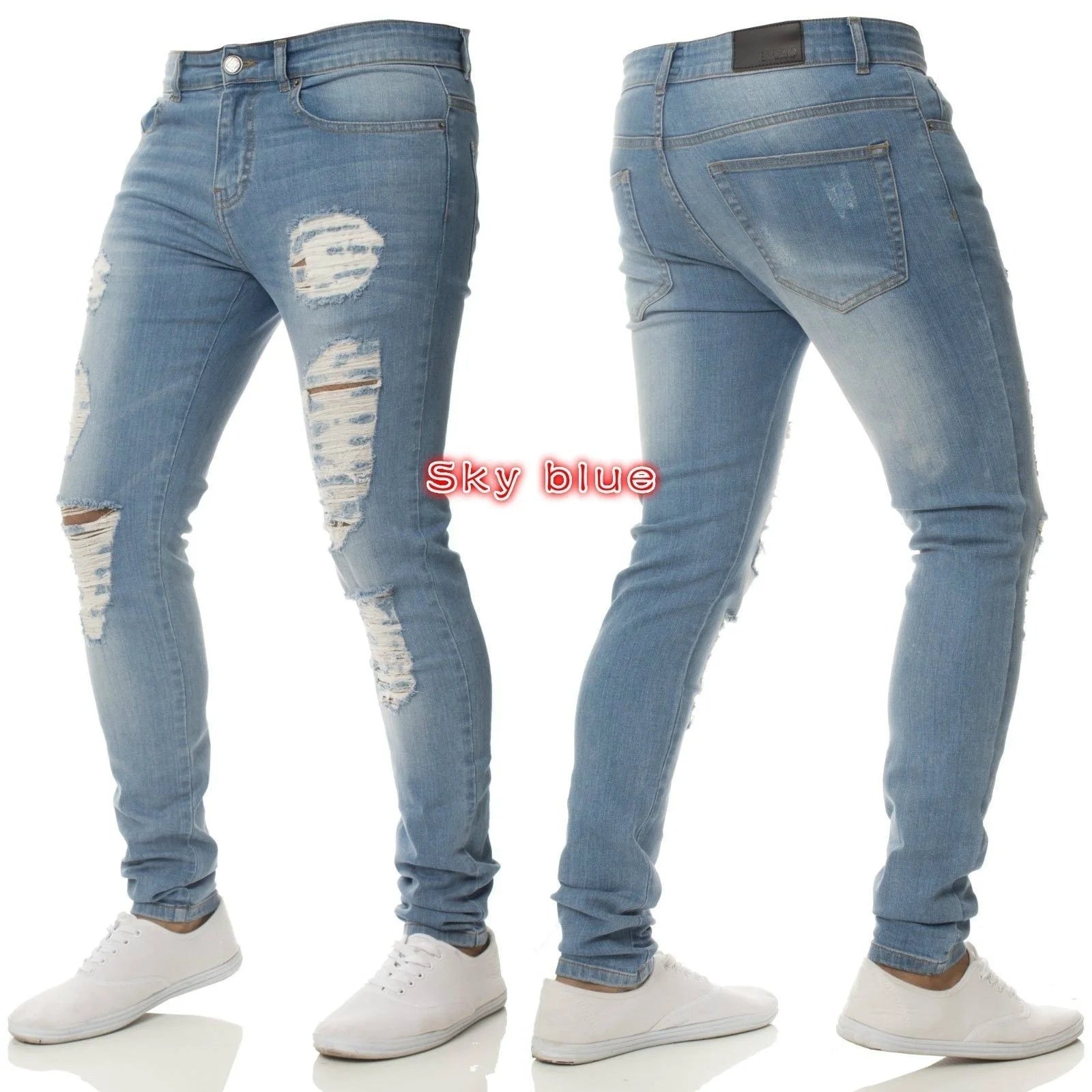 Mens Black Jeans Slim Fit Quality Gray Casual Male Jeans Pants Skinny Fit Men Pants Hip Hop Streetwear Cotton Denim Trousers