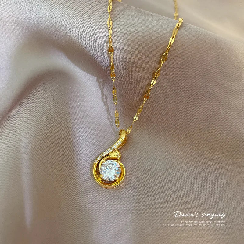 Accessories jewelry for women Pendant necklace Golden Stainless Steel Chain clavicle Link cheap items with free shipping